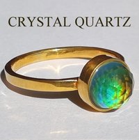 Light of Mystery - Mood Ring - 8 mm - Gold Plated Sterling Silver 925 - AAA Crystal Quartz