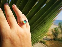 Light of Mystery - Mood Ring - 8 mm - Gold Plated Sterling Silver 925 - AAA Crystal Quartz