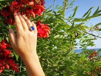 Sun of Antares - Mood Ring - 14 mm - Gold Plated Sterling Silver 925 - AAA Crystal Quartz