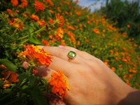 Duchess of the Fire Heart - Mood Ring - 9x7 mm - 24k Gold Plated Sterling Silver 925 - AAA Topaz