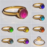 Light of Mystery - Mood Ring - 8 mm - Gold Plated Sterling Silver 925 - AAA Crystal Quartz