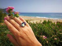 Northern Lights - Mood Ring - 15 mm - Sterling Silver 925 - AAA Crystal Quartz