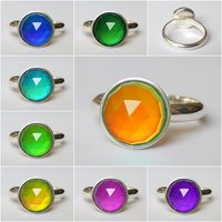 Chalice of Life - Mood Ring - 10 mm - Sterling Silver 925 (pure or gold plated) - AAA Crystal Quartz faceted