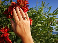 Duchess of the Fire Heart - Mood Ring - 9x7 mm - 24k Gold Plated Sterling Silver 925 - AAA Topaz