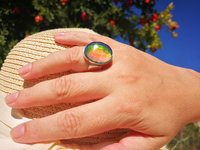 White Fire - Mood Ring - 20x15 mm - Sterling Silver 925 (pure or gold plated) - AAA Crystal Quartz