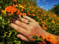 Duchess of the Golden Light - Mood Ring - 8 mm - Gold Plated Sterling Silver 925 - AAA Crystal Quartz