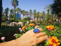 Holiday Ocean - Mood Ring - Crystal Quartz - 24x18 mm - Gold Plated Sterling Silver 925