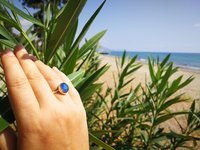 Essence of Enchantment - Mood Ring - 11x9 mm - 24k Gold Plated Sterling Silver 925 - AAA Topaz