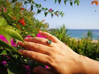 Duchess of the Fire Heart - Mood Ring - 9x7 mm - 24k Gold Plated Sterling Silver 925 - AAA Topaz