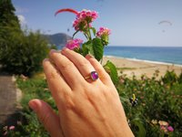 Duchess of the Fire Heart - Mood Ring - 9x7 mm - 24k Gold Plated Sterling Silver 925 - AAA Topaz