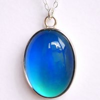 Aphrodites Glow of Mystery - Mood Necklace - 25x18 mm - Sterling Silver 925