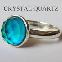 Chalice of Life - Mood Ring - 10 mm - Sterling Silver 925 (pure or gold plated) - AAA Crystal Quartz faceted