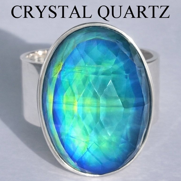 White Fire - Mood Ring - 20x15 mm - Sterling Silver 925 (pure or gold plated) - AAA Crystal Quartz