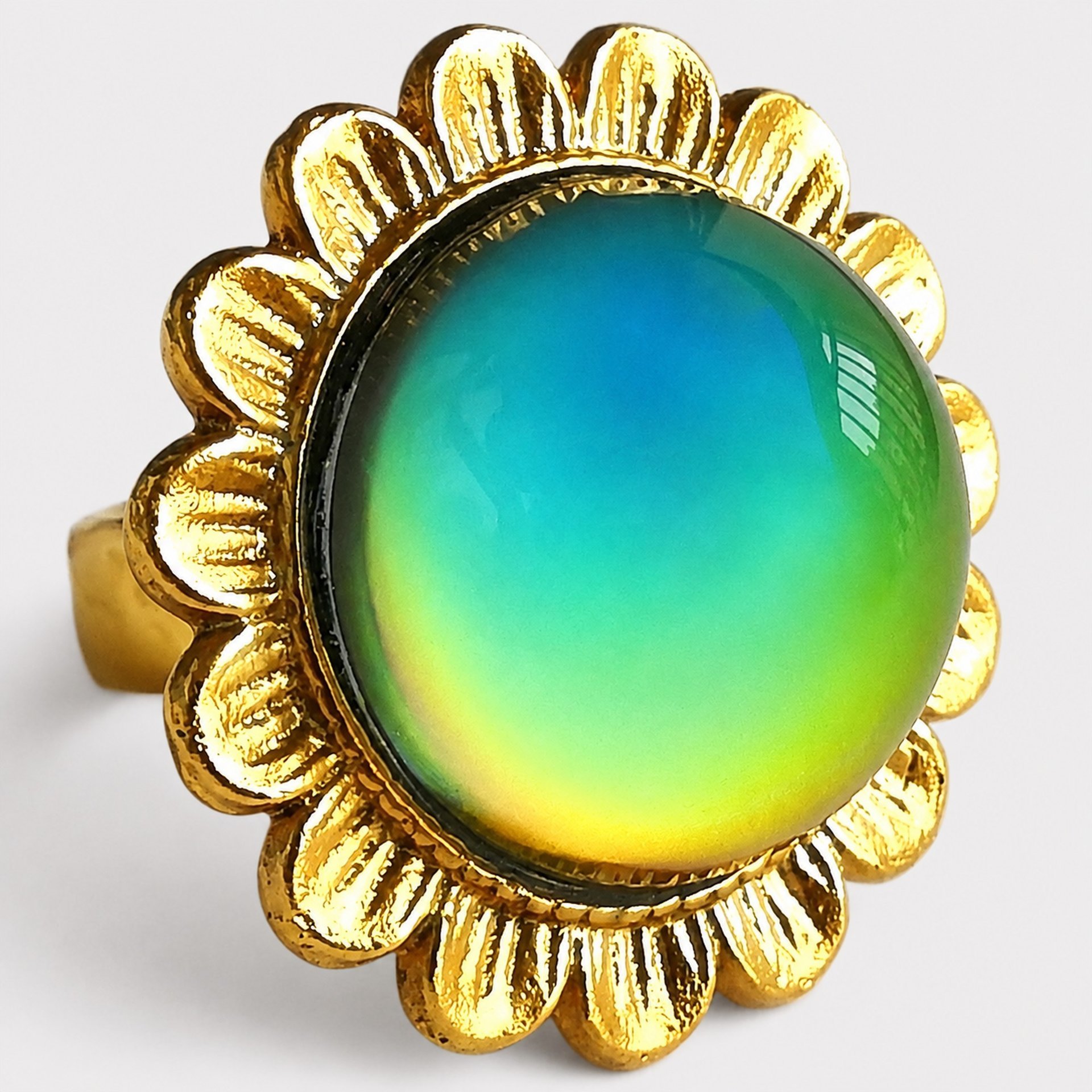 Golden Sunrise of Beauty - Mood Ring - 20 mm - 24K Gold Plated Sterling Silver 925