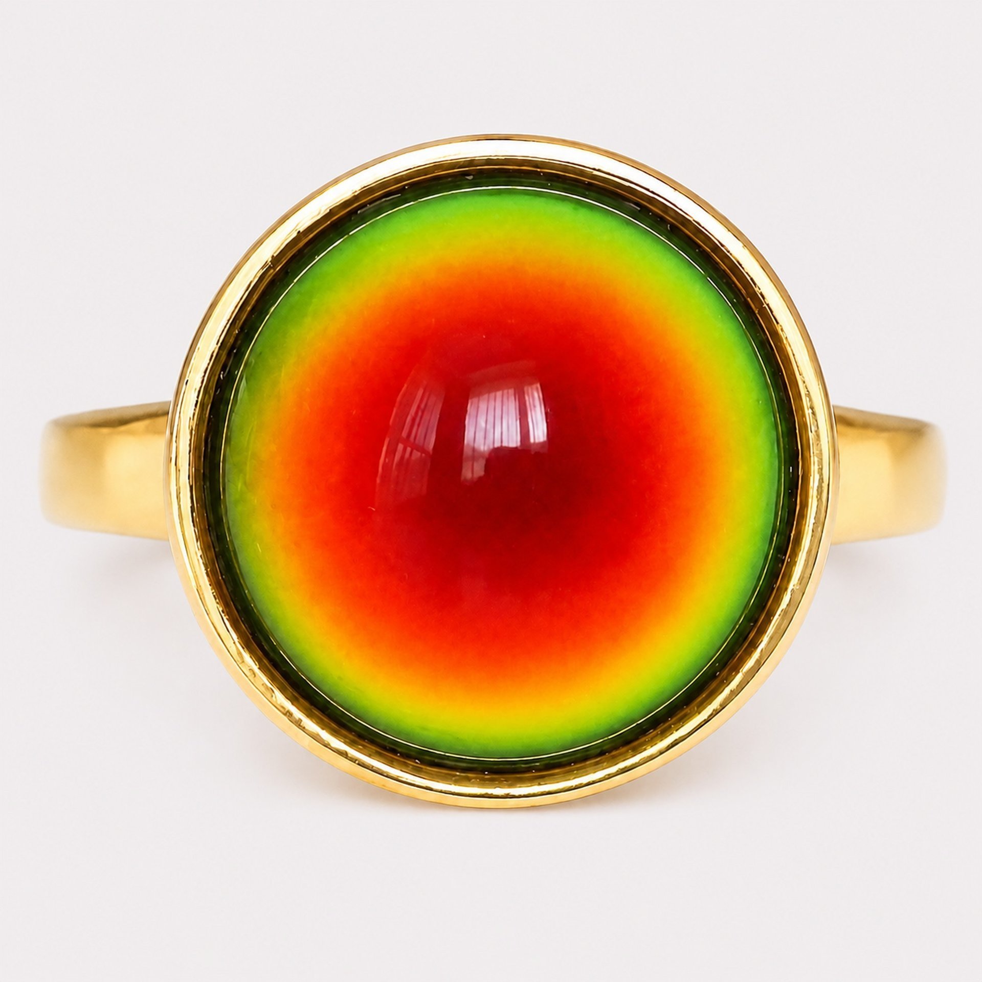 Golden Star of Romance - Mood Ring - 12 mm - 24K Gold Plated Sterling Silver 925