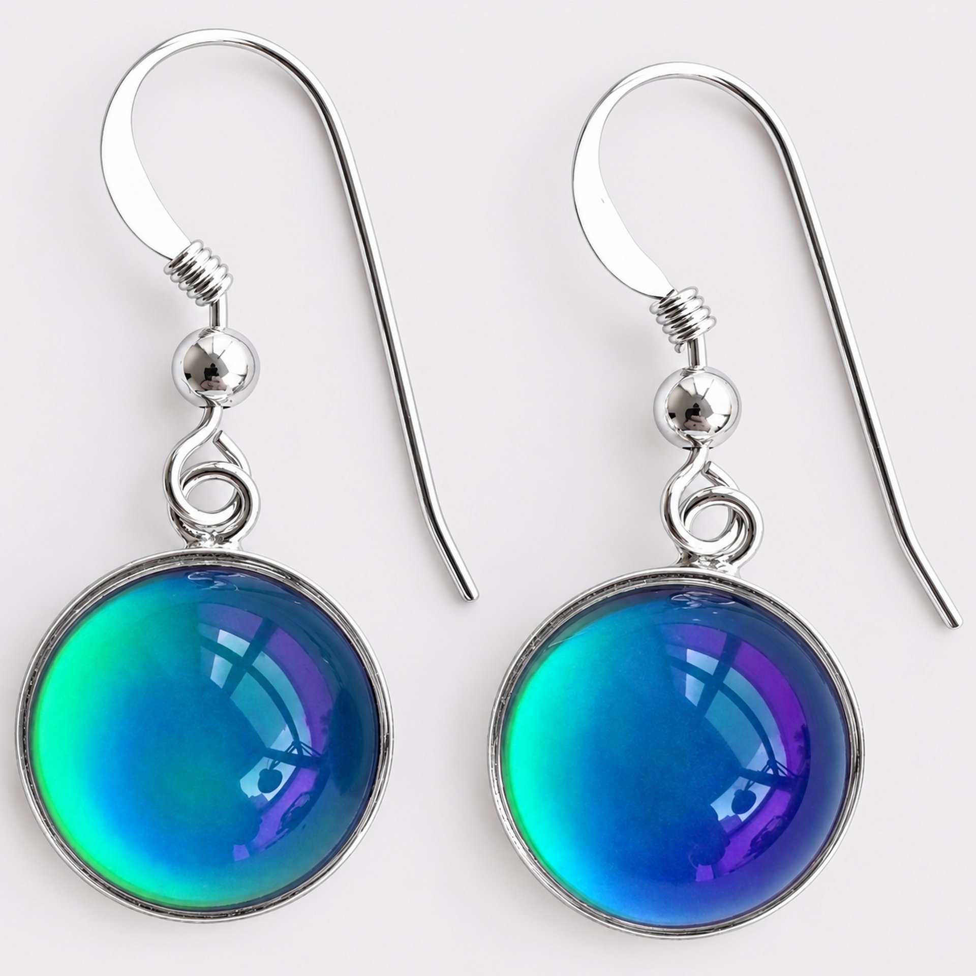 Silver Winged Princesses - Mood Earrings - 10 mm - Sterling Silver 925
