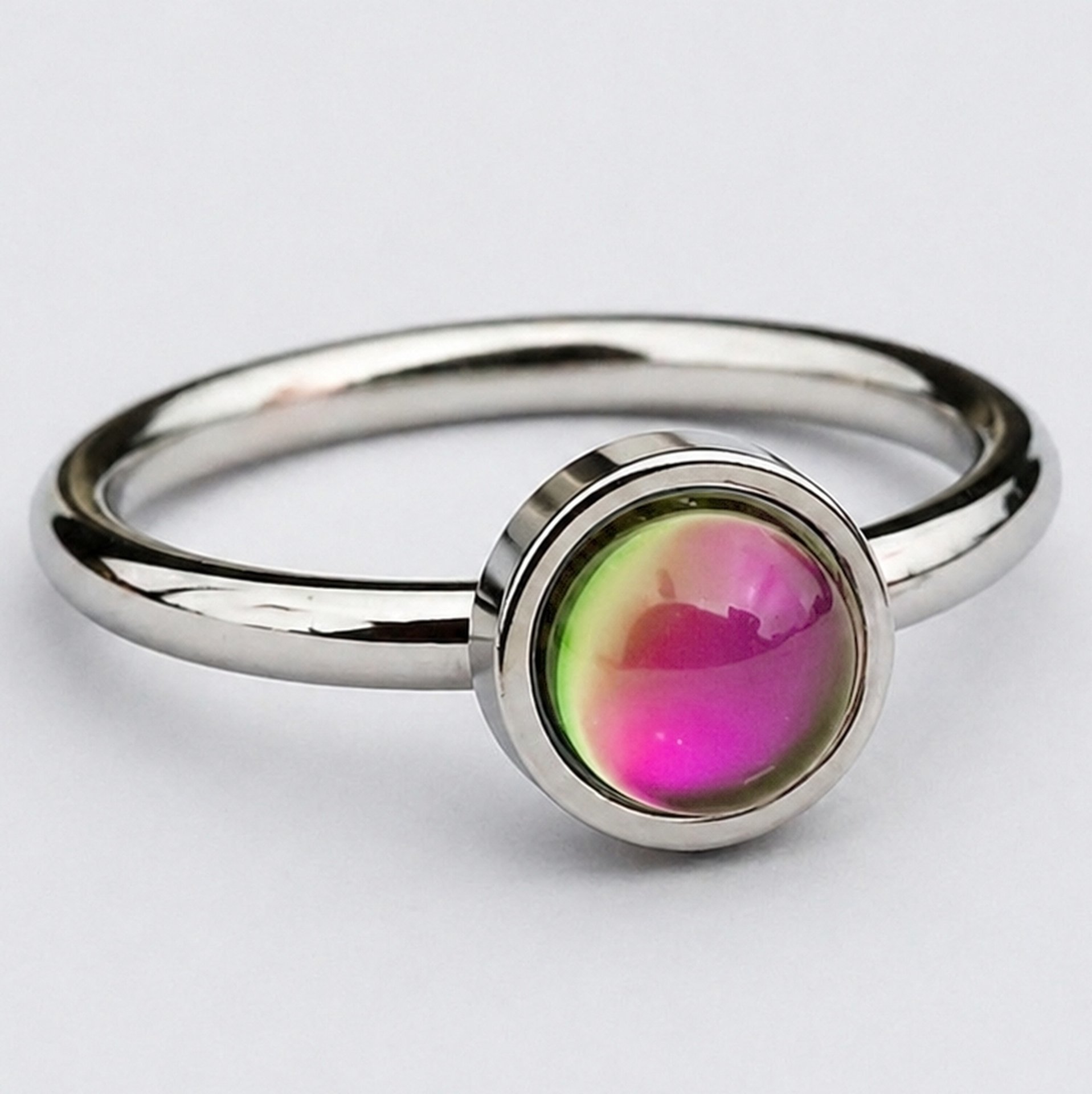 Angel of Joy - Mood Ring - 6 mm - AAA Crystal Quartz - Stainless Steel - High Quality