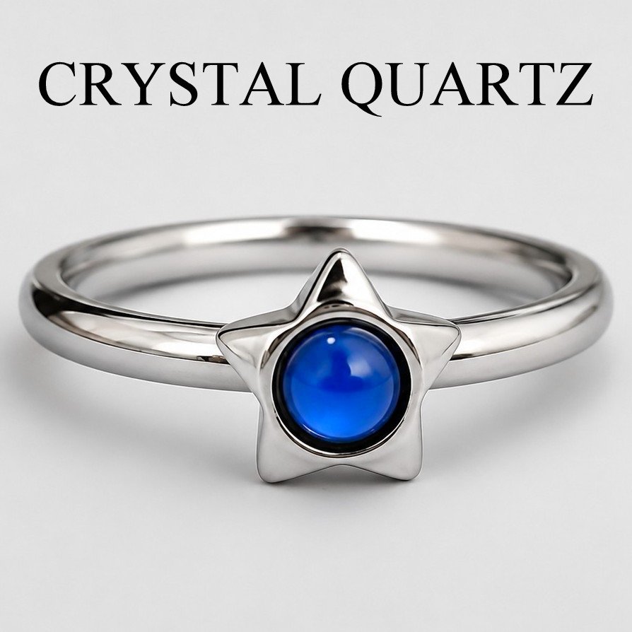 Lucky Star - Mood Ring - 3 mm - AAA Crystal Quartz - Stainless Steel - High Quality