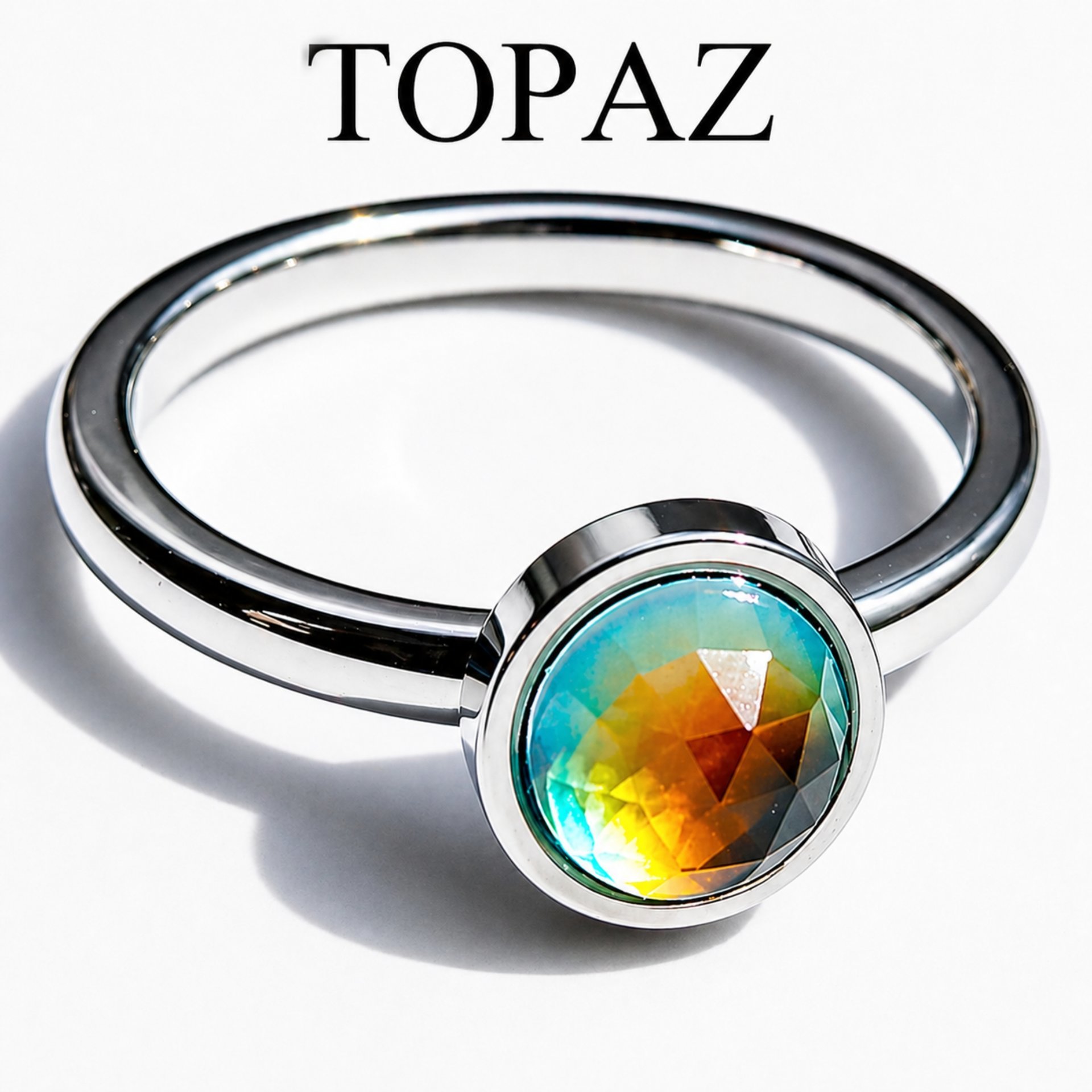 Wings of Emotion - Mood Ring - 5 mm - AAA Topaz - Stainless Steel - High Quality