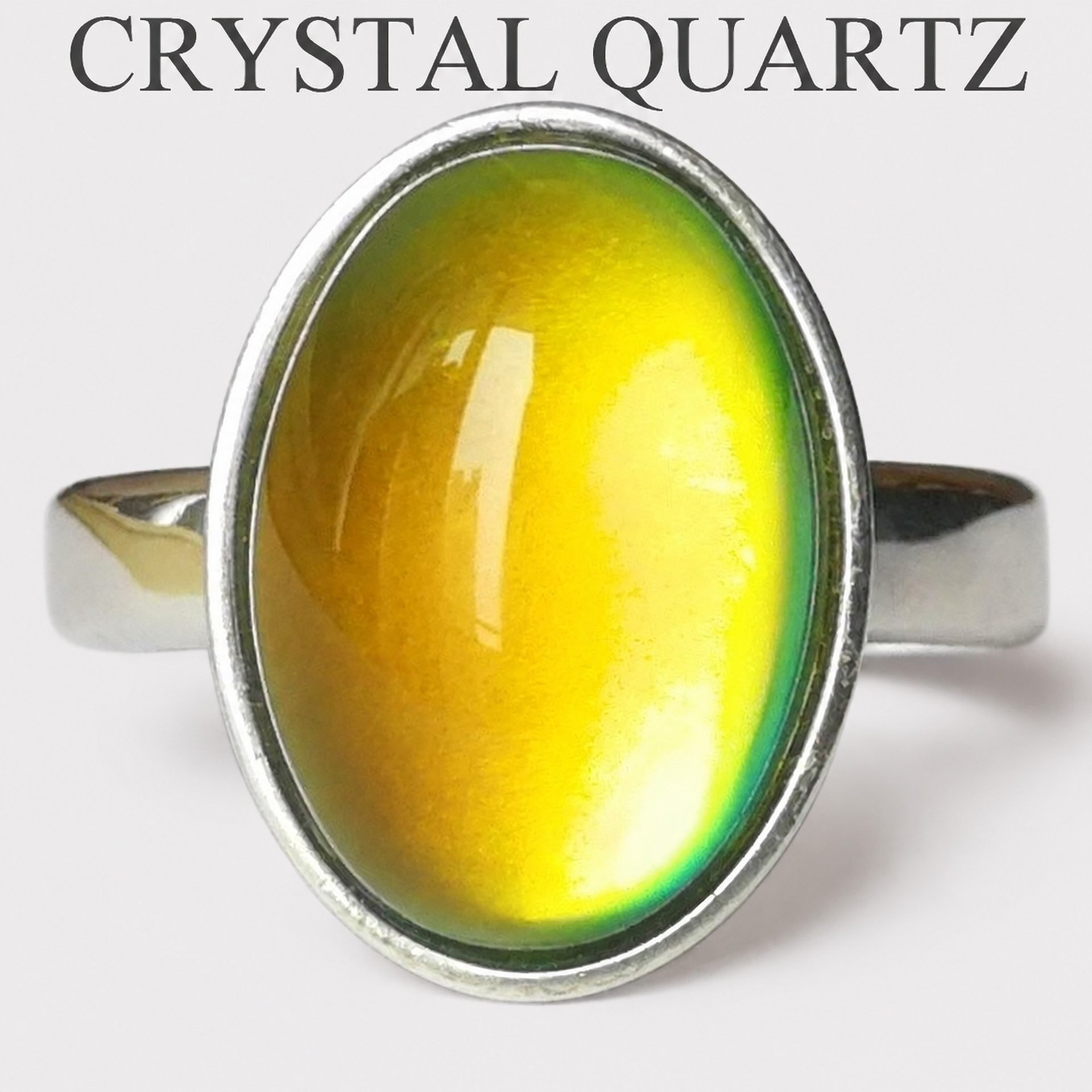 Princess of the Crystal Seas - Mood Ring - 14x10 mm - Sterling Silver 925  - AAA Crystal Quartz