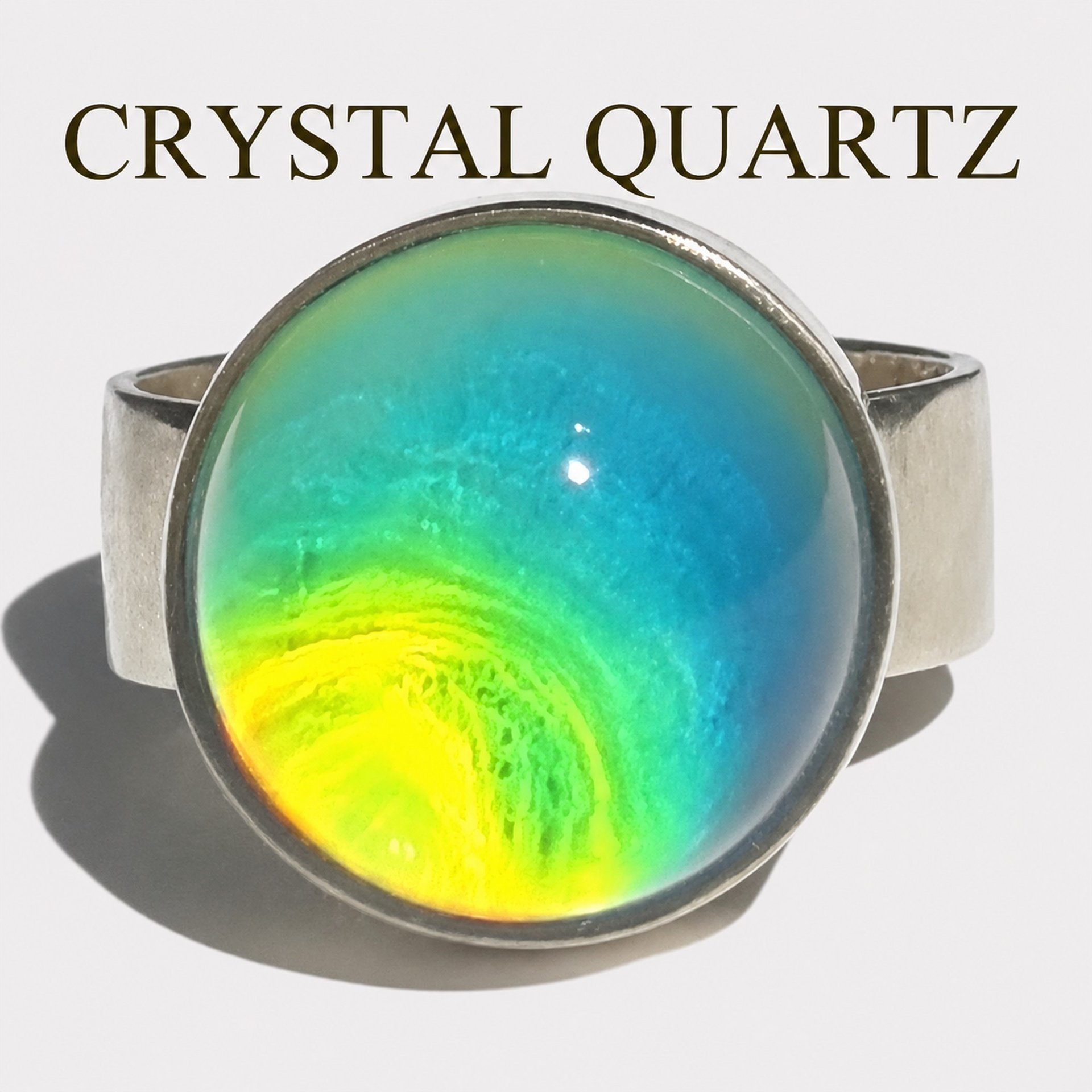 Sun of Antares - Mood Ring - 14 mm - Sterling Silver 925 - AAA Crystal Quartz 