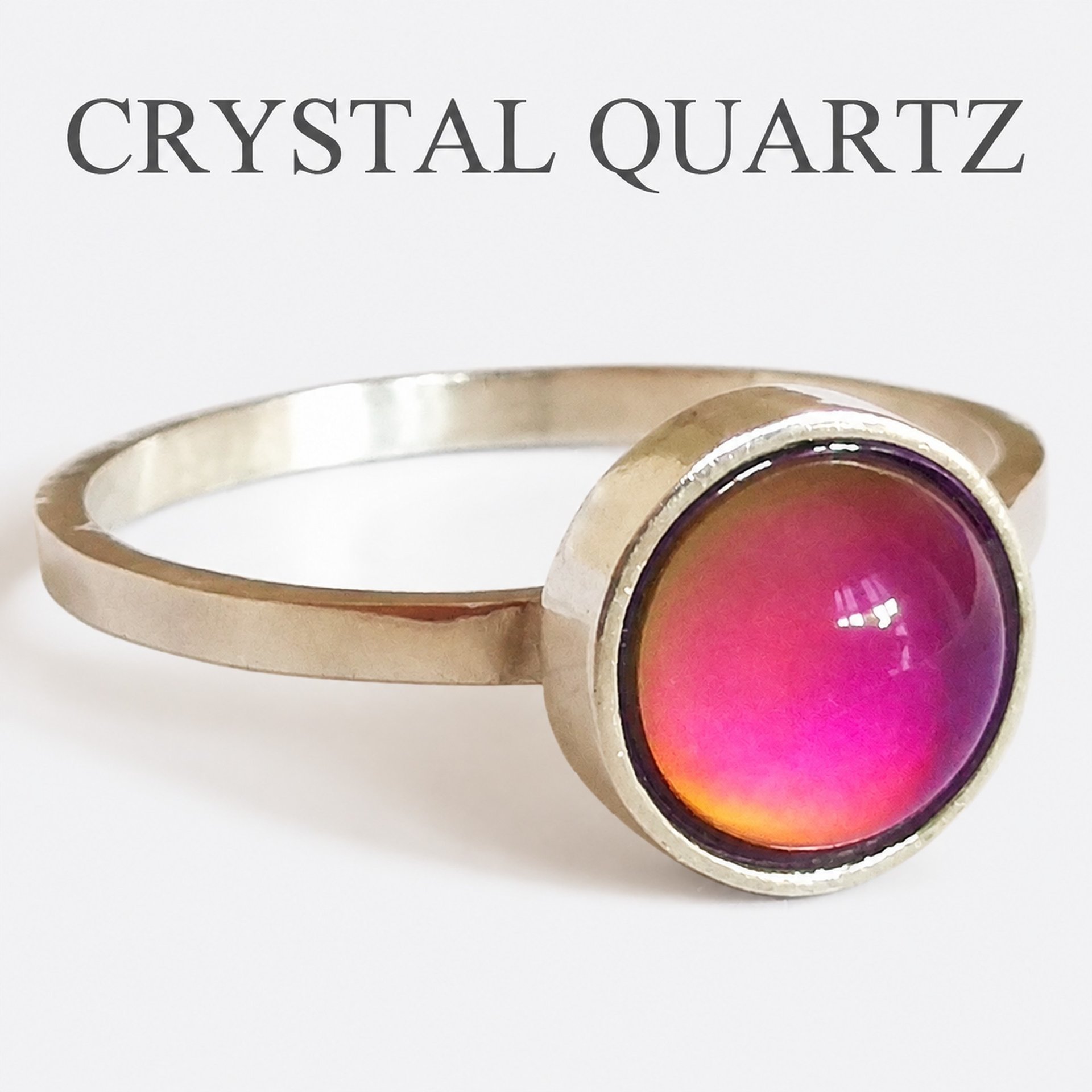 Duchess of the Silver Light - Mood Ring - 8 mm - Sterling Silver 925 - AAA Crystal Quartz