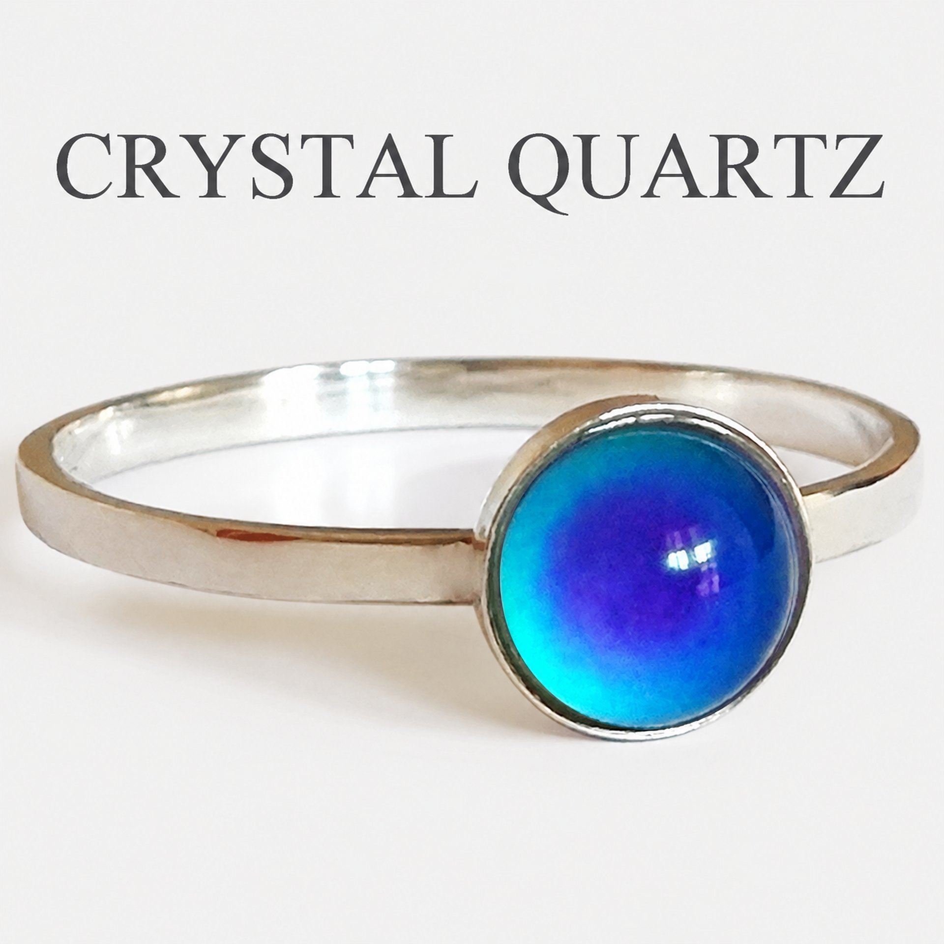 Princess of the Light - Mood Ring - 6 mm - Sterling Silver 925 - AAA Crystal Quartz