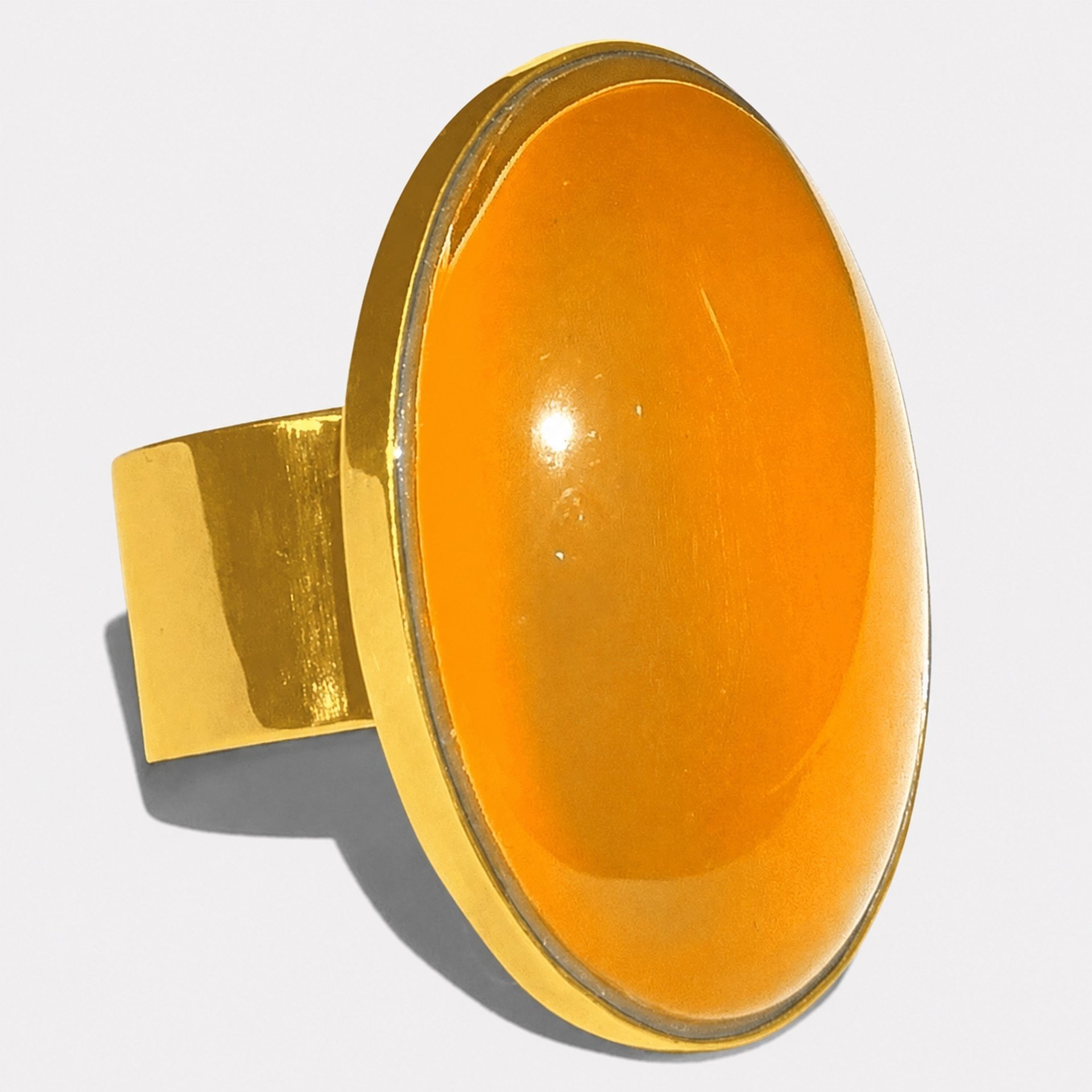 Golden Mirror of Beauty - Mood Ring - 30x20 mm - 24k gold plated Sterling Silver 925