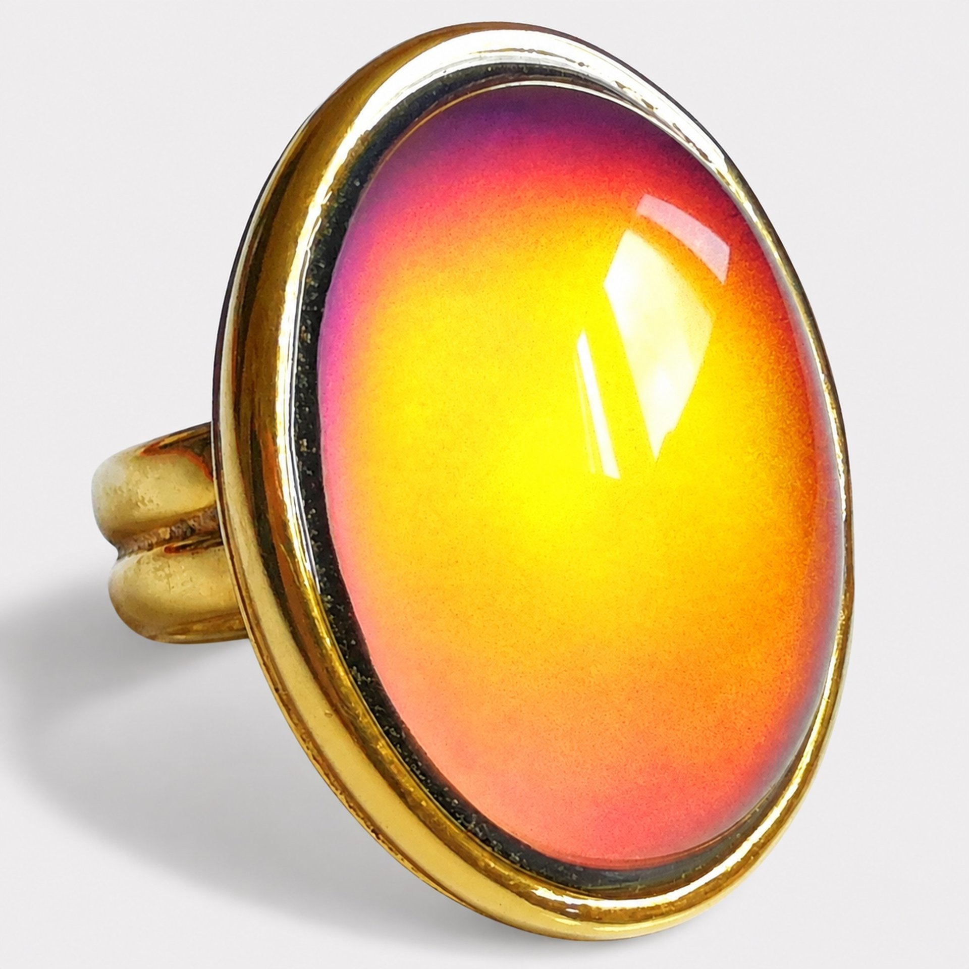 Golden Fountain of Youth - Mood Ring - 25x18 mm - 24k Gold Plated Sterling Silver 925