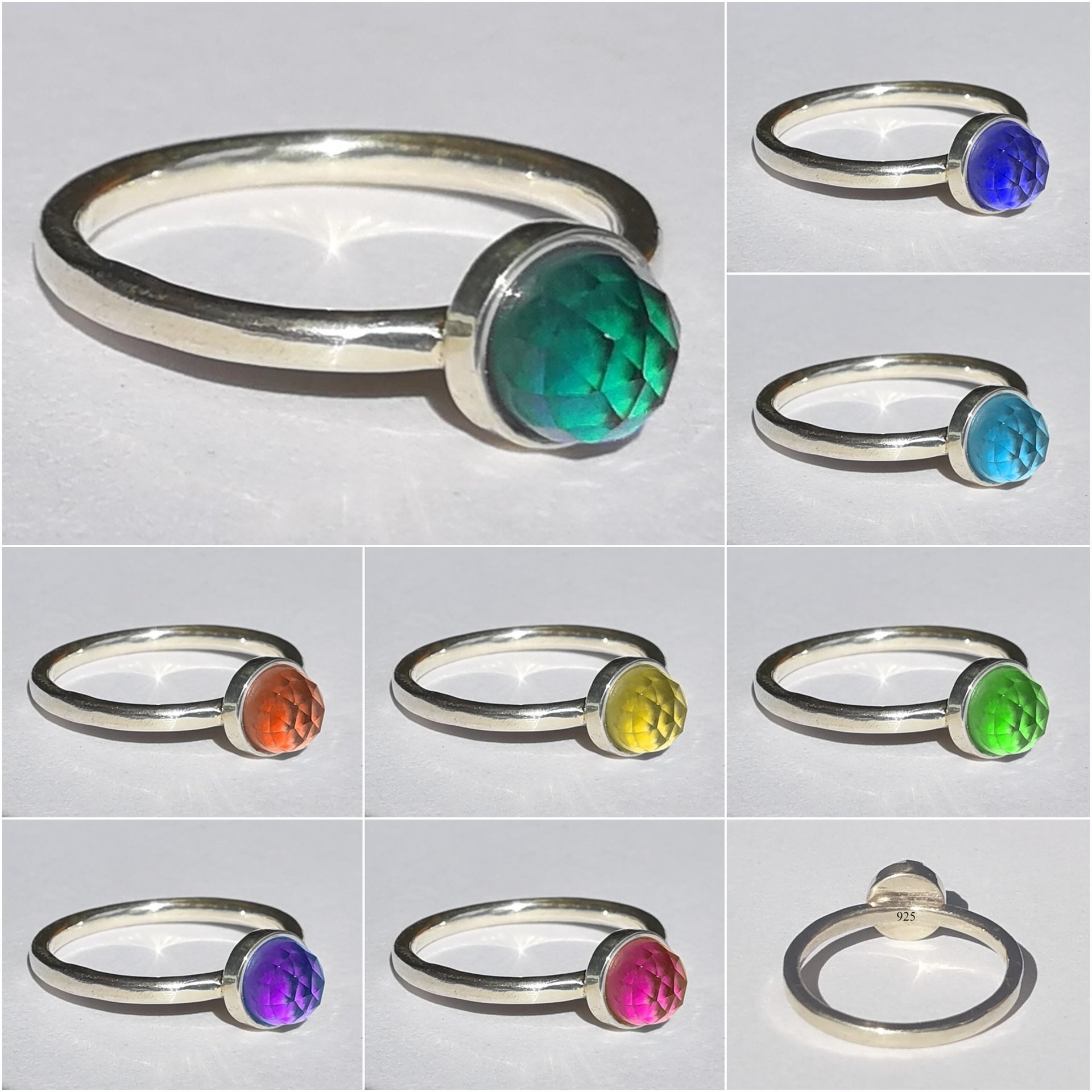 Blush of Attraction - Mood Ring - 6 mm - Sterling Silver 925 - AAA Crystal Quartz