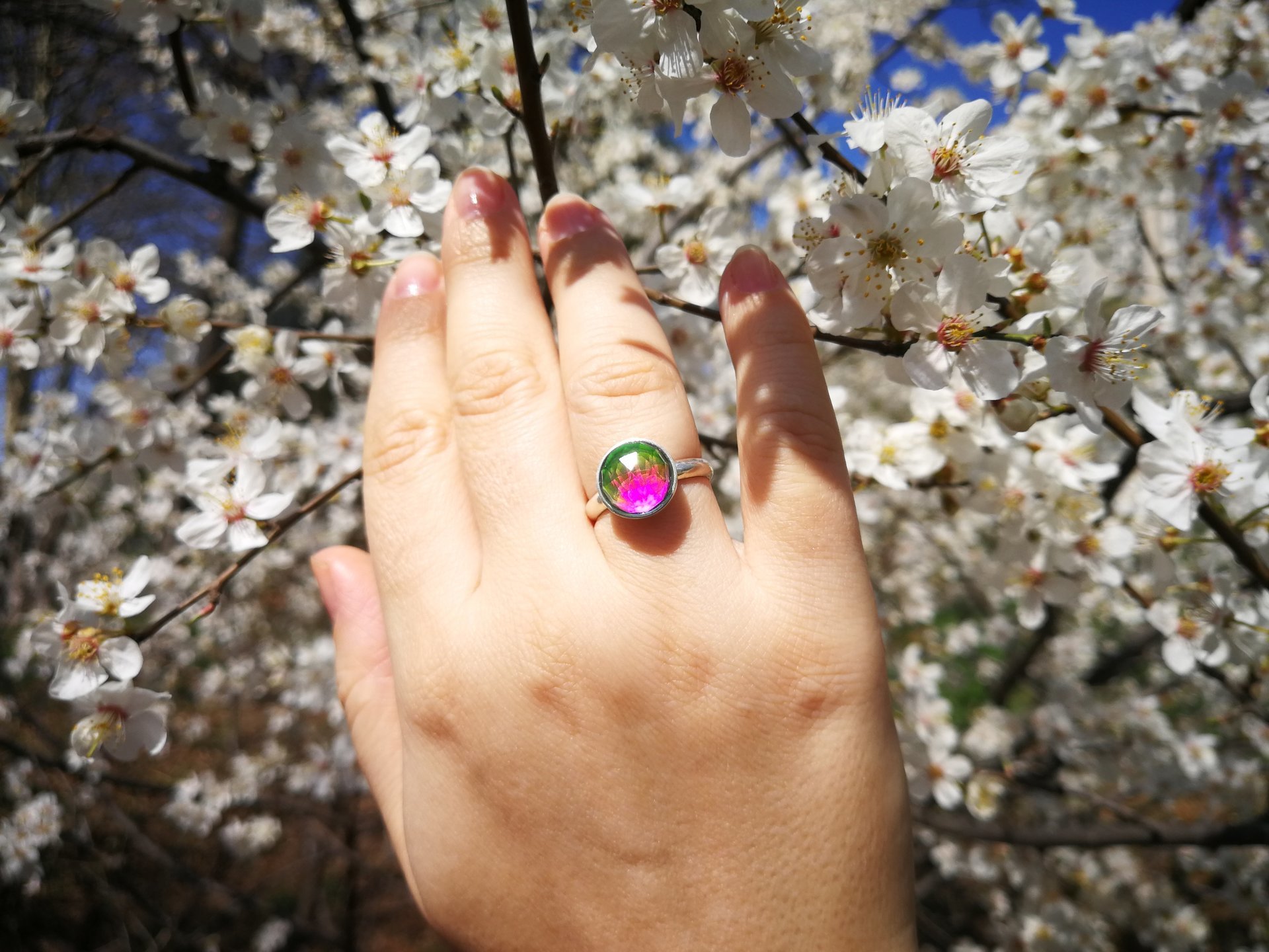 Chalice of Life - Mood Ring - 10 mm - Sterling Silver 925 (pure or gold plated) - AAA Crystal Quartz faceted