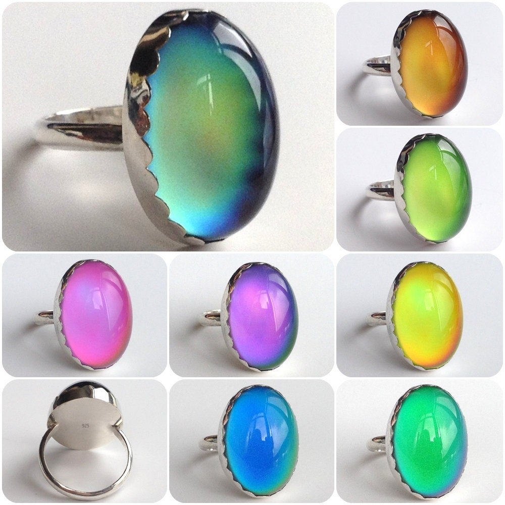 Queen of Colors - Mood Ring - 25x18 mm - Sterling Silver 925