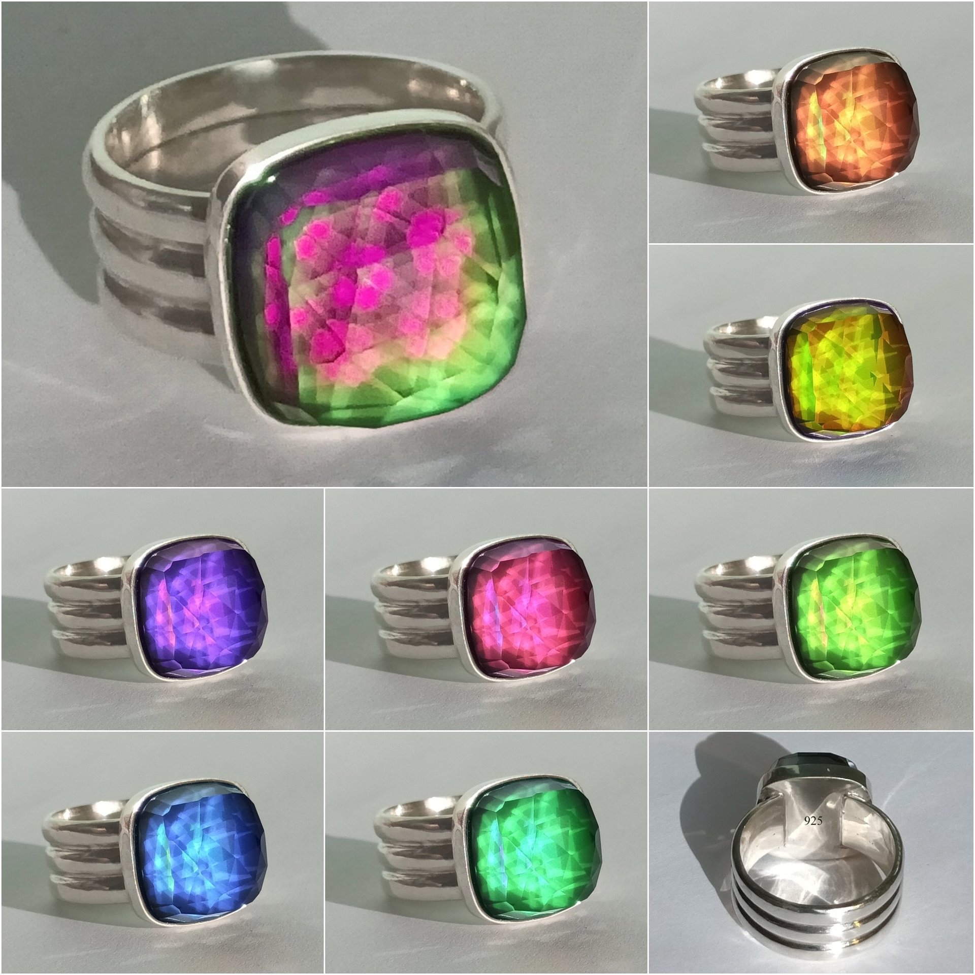 World of Mystery - Mood Ring - 15 mm - Sterling Silver 925 (pure or gold plated) - AAA Crystal Quartz