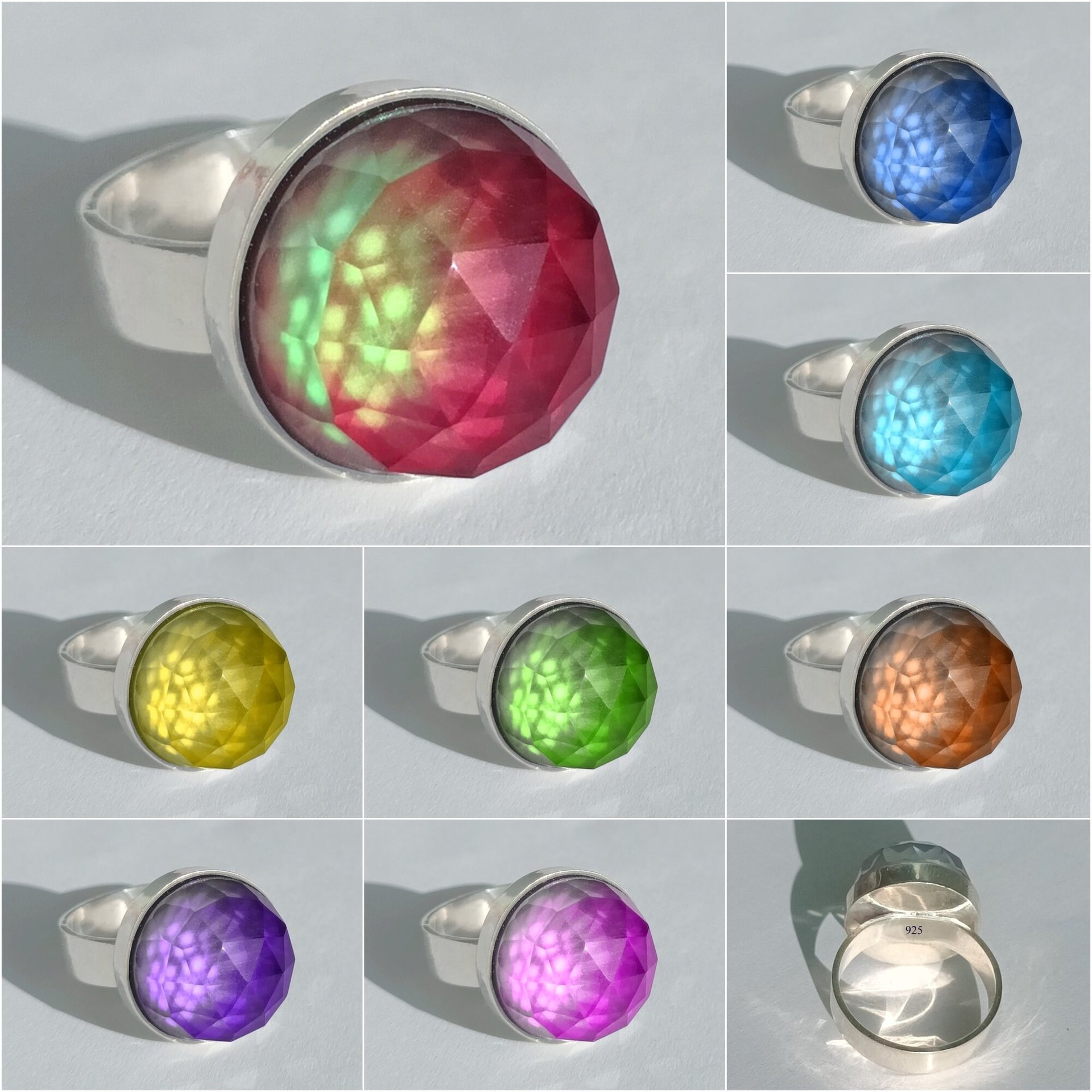 World of Crystal Stars - Mood Ring - 15 mm - Sterling Silver 925 (pure or gold plated) - AAA Crystal Quartz