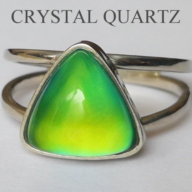 Princess of Mystery - Mood Ring - 9 mm - Sterling Silver 925 (pure or gold plated) - AAA Crystal Quartz