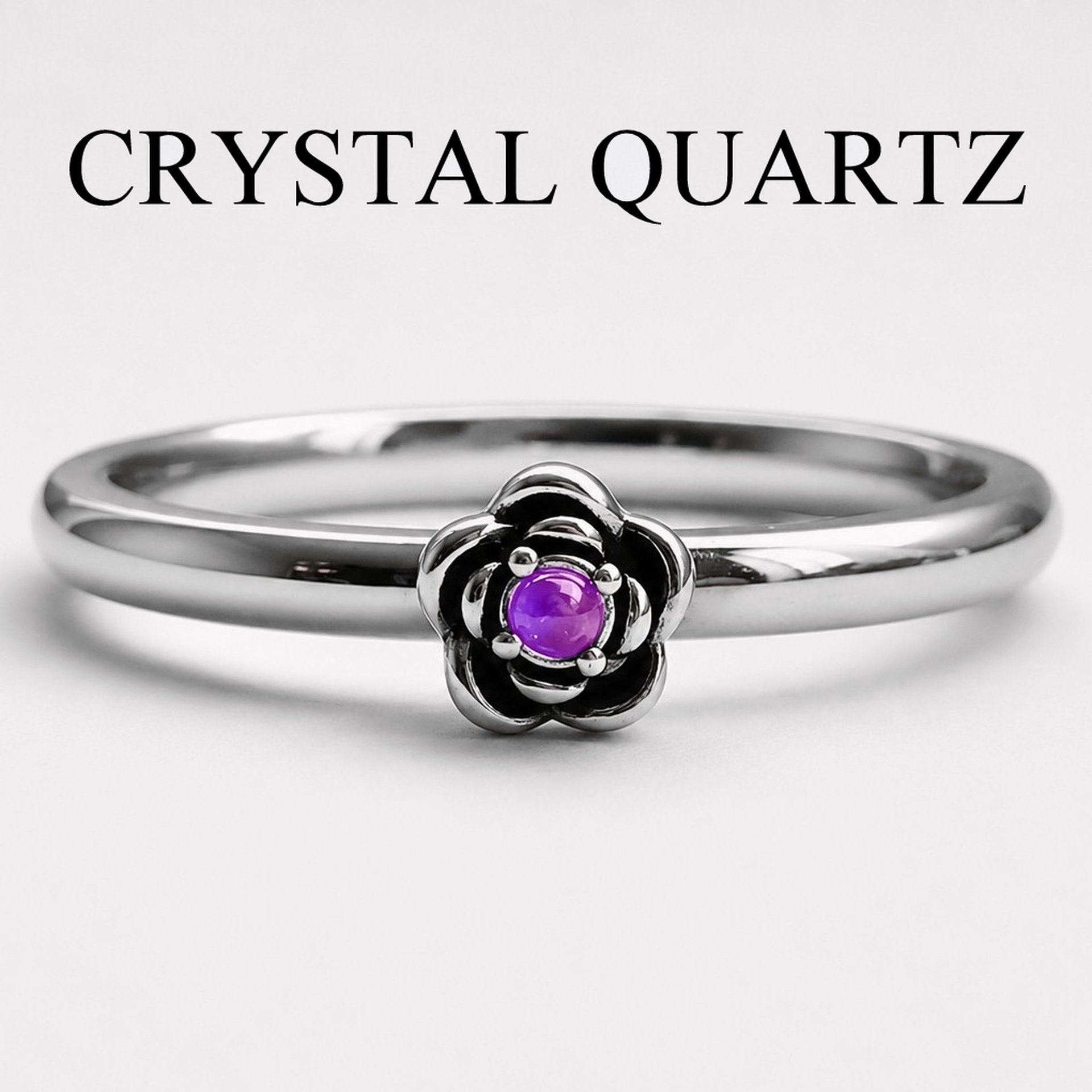 Rose of Beauty - Mood Ring - 1 mm - AAA Crystal Quartz - Stainless Steel - High Quality