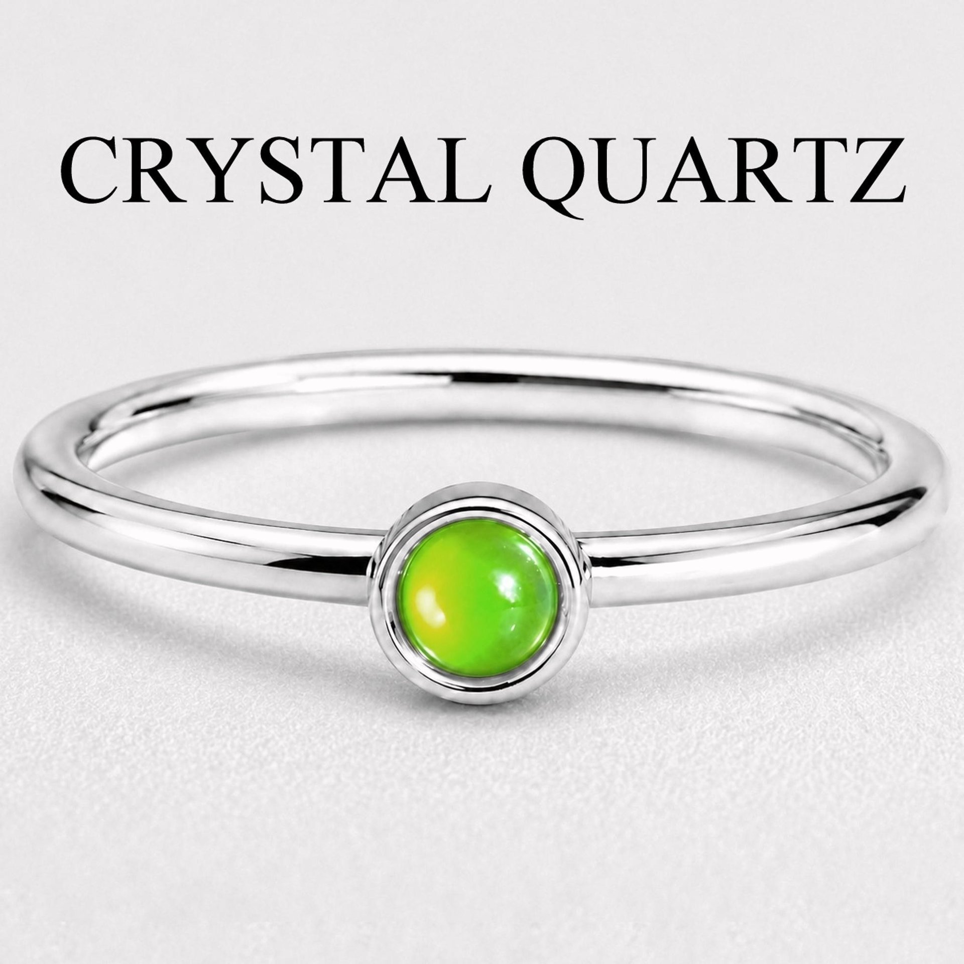 Little Angel - Mood Ring - 3 mm - AAA Crystal Quartz - Stainless Steel - High Quality