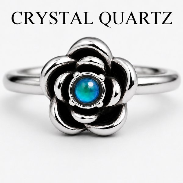 Rose of Luck - Mood Ring - 2 mm - AAA Crystal Quartz - Stainless Steel - High Quality