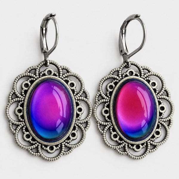 Venus of the Silver Moons - Mood Earrings - 18x13 mm - Brass