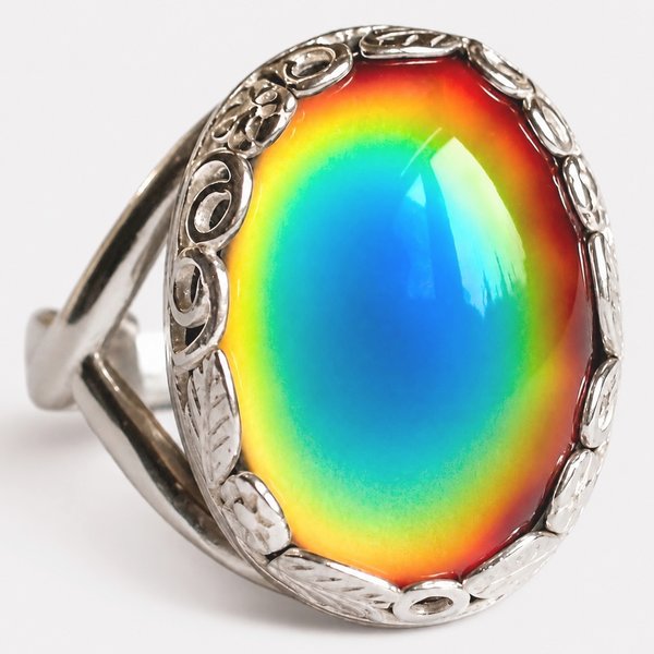 Silver Blossom of Light - Mood Ring - Adjustable - 18x13 mm - Sterling Silver 925