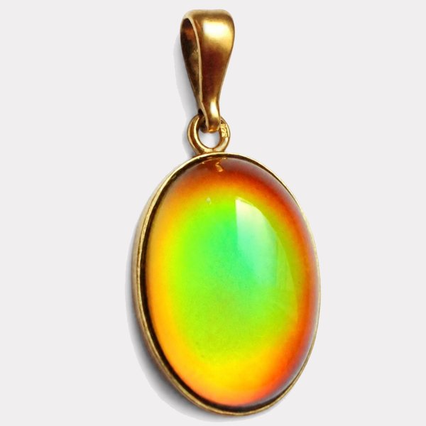 Golden Pendant of Wishes - Mood Pendant - 25x18 mm - 24k Gold Plated Sterling Silver 925