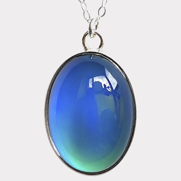 Aphrodites Glow of Mystery - Mood Necklace - 25x18 mm - Sterling Silver 925