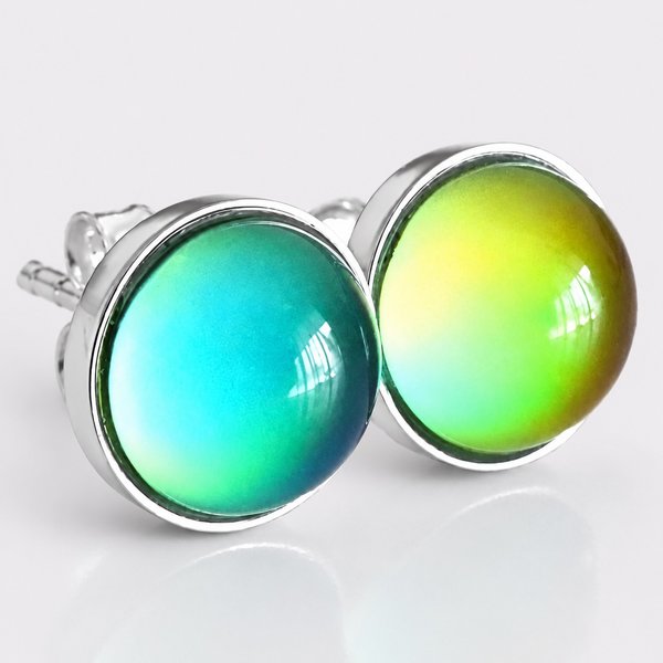 Fairies of the Silver Light - Mood Stud Earrings - 8 mm - Sterling Silver 925