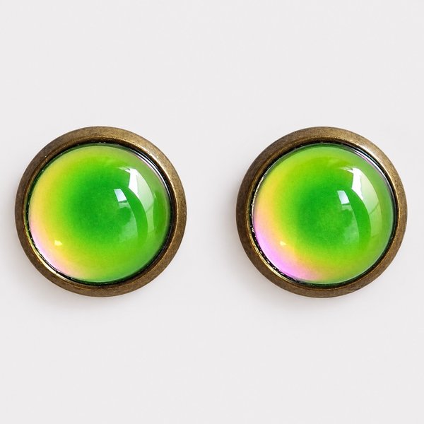 Amazing Colors of Joy - Mood Stud Earrings - 10 mm - Brass