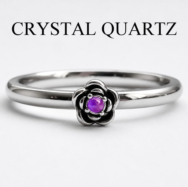 Rose of Beauty - Mood Ring - 1 mm - AAA Crystal Quartz - Stainless Steel - High Quality