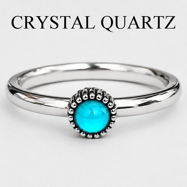 Crown of Elegance - Mood Ring - 3 mm - AAA Crystal Quartz - Stainless Steel - High Quality