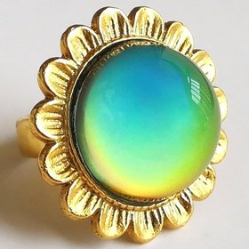 Golden Sunrise of Beauty - Mood Ring - 20 mm - 24K Gold Plated Sterling Silver 925